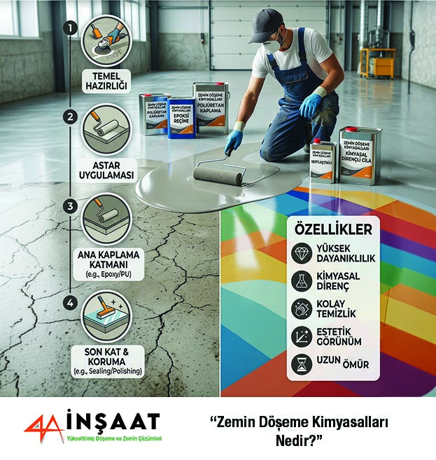 zemin döşeme kimyasalları uygulaması epoksi zemin kaplama örneği